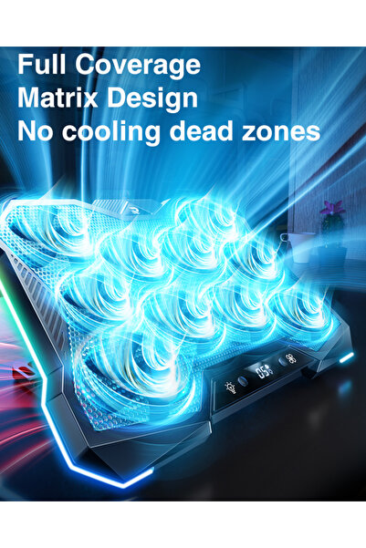 Coverzone Şok Soğutma 360° Surround Soğutmalı Laptop Standı 10 Fanlı Sessiz D...