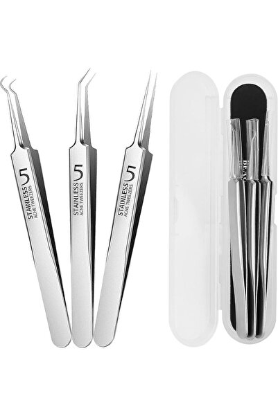 Choice 3 قطع من ملاقط إزالة الرؤوس السوداء الاحترافية، مصنوعة من الفولاذ المق...