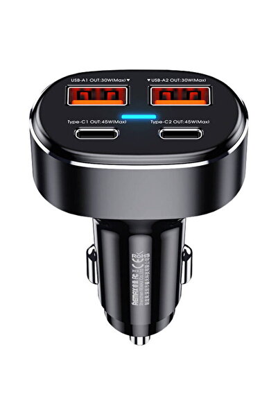 Remax Încărcător auto 2x USB, 2x USB-C RCC329, 75W (negru)