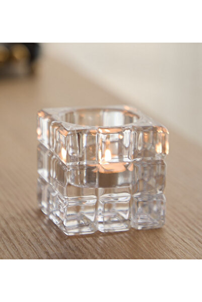 Tamara حامل شموع زجاجي كريستالي ثقيل - 5.5 × 6 سم