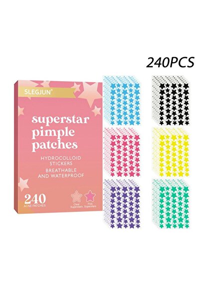 Choice 240 قطعة 200 قطعة لصقات حب الشباب متعددة الوظائف على شكل نجمة ملونة، ل...