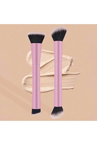 Choice فرشاة مكياج احترافية مزدوجة الرأس، لون وردي، قطعتان، فرشاة بودرة، فرشا...