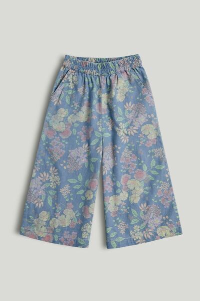 MOTHERCARE Blue Floral Barrel-Leg Denim Jeans