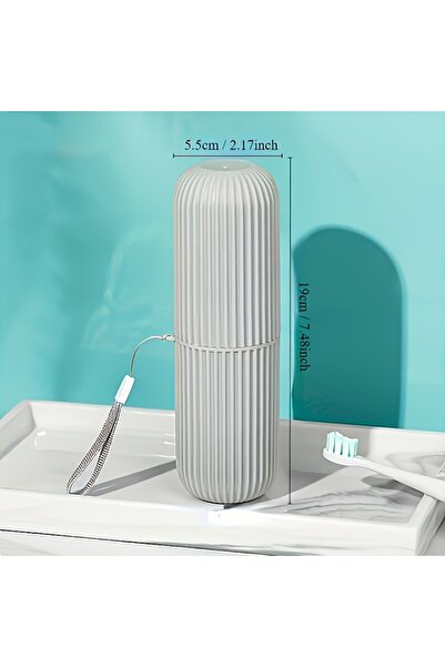 Choice طقم فرشاة أسنان رمادي اللون للسفر، قطعة واحدة، محمول - مع كوب غسول الف...