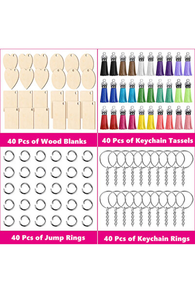 Choice 160 قطعة من سلاسل المفاتيح الخشبية غير المكتملة، 96/160 قطعة، سلسلة مف...