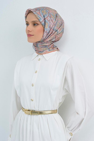 Armine Sura Saf İpek Eşarp 9540 - 36 Turuncu Batik Desen