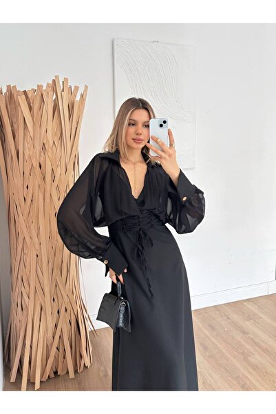 BEAUTY FASHİON Kadın Üstü Tül Astarlı Belden Bağlamalı Abiye Mezuniyet Elbisesi