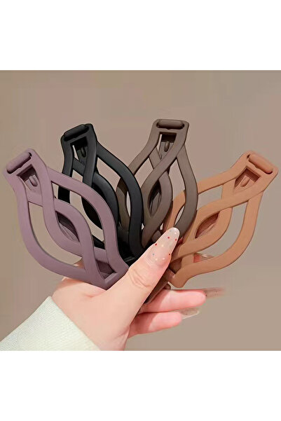 Choice مجموعة من 4 مشابك شعر فرنسية سوداء مسطحة مستديرة، بتصميم كلاسيكي ملتوي...