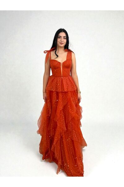 OLA فستان سهرة موديل سيانا متعدد الطبقات