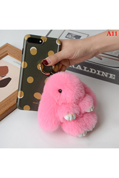 Choice Dark pink 1PC 15CM Cartoon Rabbit Keychain Ring Fluffy Real Fur Pompon...