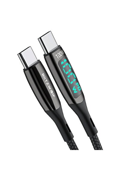 BlitzWolf USB-C to USB-C Cable BW-TC23 with Display, 100W, 0.9m Black