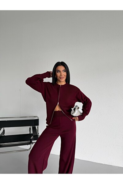 Lamierra طقم تريكو مضلع بسحاب