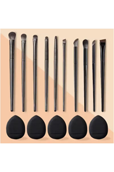 Choice مجموعة 15 قطعة - A10 - أسود، فرشاة مكياج صغيرة لتفاصيل العيون، تتضمن ف...