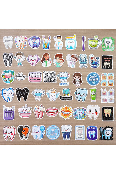 Choice B 50pcs Cute Dental Tooth Shaped Stickers Cartoon Teeth Sticker Toothb...