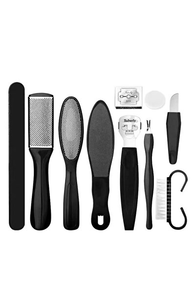 Choice مجموعة أدوات العناية بالقدم الاحترافية السوداء المكونة من 10 قطع: مبرد...