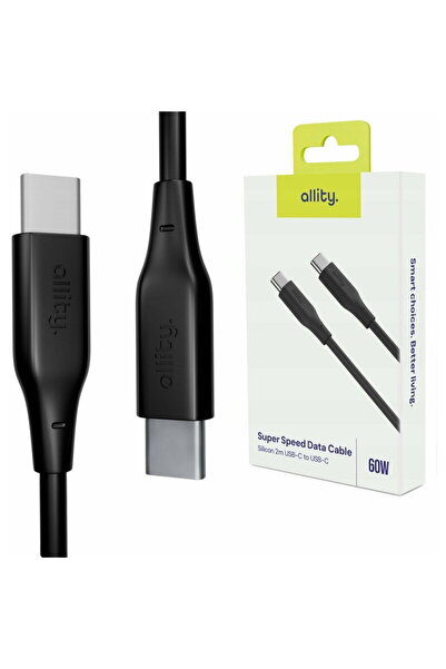allity Cablu de date si incarcare AUC-02 USB-C to USB-C 60W 2m Negru