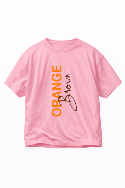 LORVEX Oversize Unisex T-Shirt 100% Cotton Comfortable Fit Orange Brown Print...