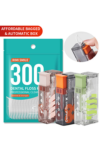 Choice3 ٣٠٠ قطعة و٣ علب 【علبة خيط تنظيف الأسنان أوتوماتيكية بالكامل】 خيط تنظي...