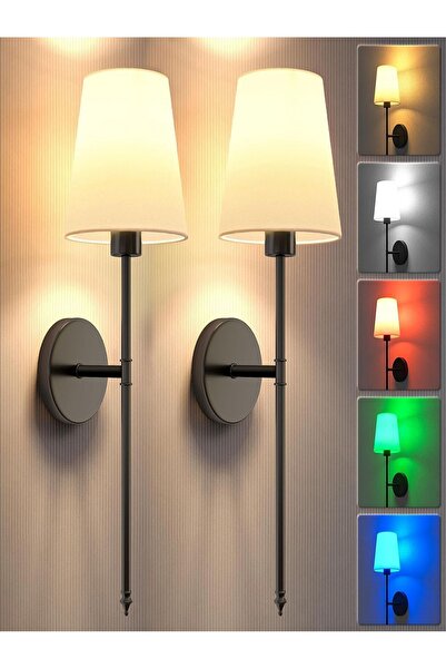 DYSWEI أسود - قطعتان من مصباح الحائط اللاسلكي القابل لإعادة الشحن والقابل للف...