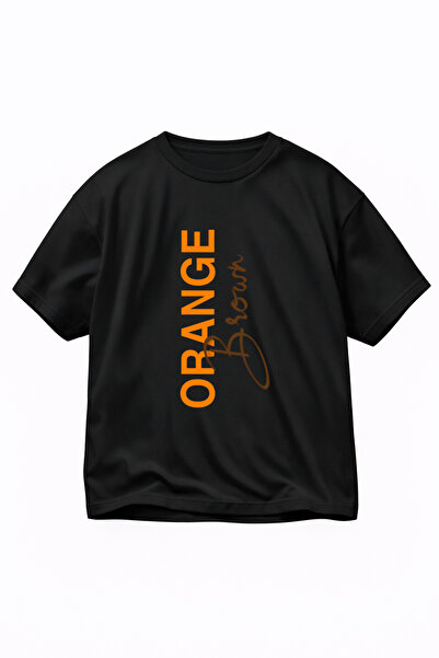 LORVEX Oversize Unisex T-Shirt 100% Cotton Comfortable Fit Orange Brown Print...
