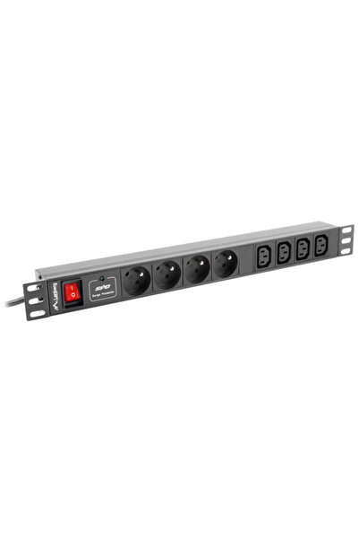 Lanberg Prelungitor rack PDU (1u, 10a, 8x 230v, 2m) pdu-04e04i-0200-iec-bk