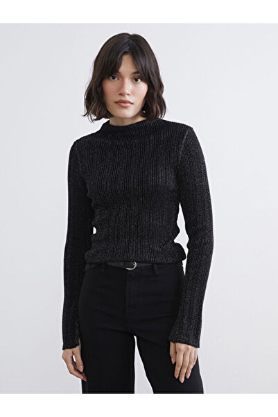 LC Waikiki RMZ GİYİM FARKIYA سترة تريكو نسائية ذات ياقة روبا ذات مظهر لامع