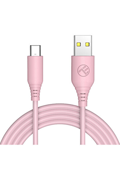 TELLUR Cablu Date si Incarcare USB la USB Type-C Tellur, 1 m, 3A, Roz TLL155402