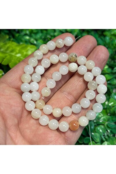 TAŞ UZMANI حجر كوارتز ملون من العقيق الأبيض الكروي 8 ملم