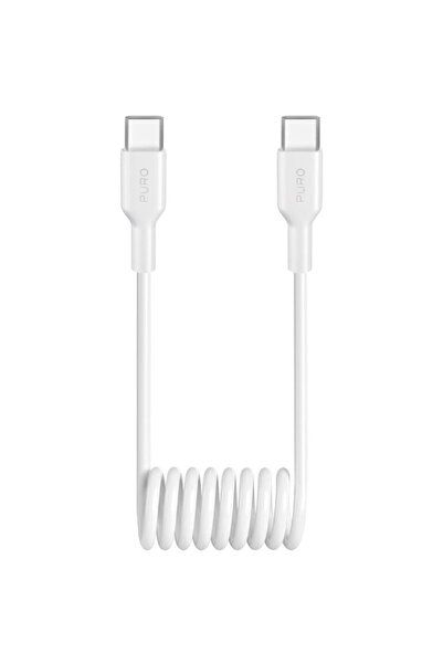 Puro Cablu spiralat USB-C 25W - USB-C 1m - Alb