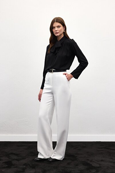 Sateen Sofia Palazzo Pants - Ecru