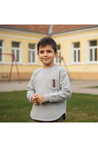 OEM Παιδική μπλούζα με επένδυση, μακριά μανίκια και στρογγυλό γιακά, 100% βαμ...