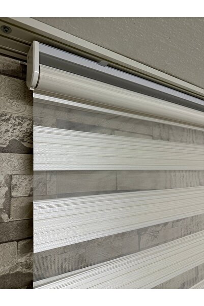 PERDECİNİZ EKRU RENK DESENLİ ZEBRA PERDE ALÜMİNYUM KASA İMALATTAN SATIŞ EnxBo...