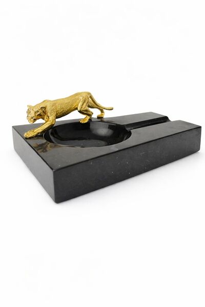 Modestmar Doğal Siyah Mermer Puro Küllük - Gold Panther Obje