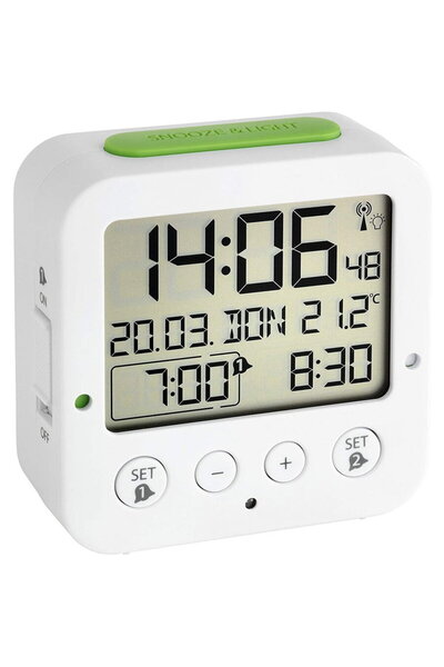 TFA Digital radio alarm clock with temperature BINGO (white/green)