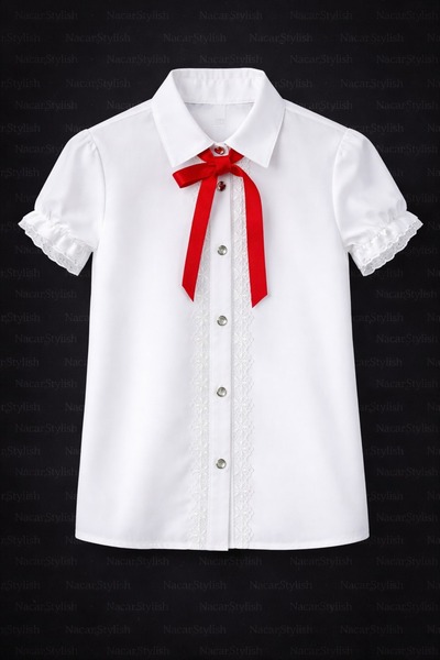 NACAR STYLİSH Kız Çocuk 23 Nisan 29 Ekim Gösteri Fiyonk ve Dantel Detaylı Göm...