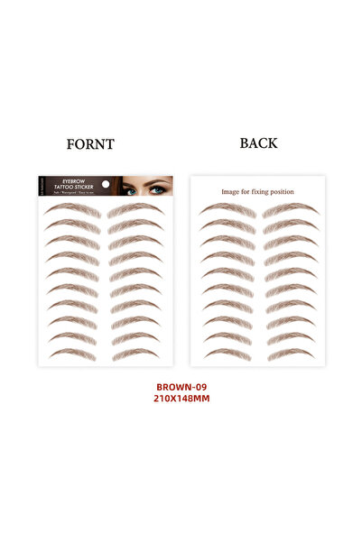 Choice16 ملصق تاتو الحواجب البني رقم 09، ذو أساس مائي، يشبه الشعر، مقاوم للما...