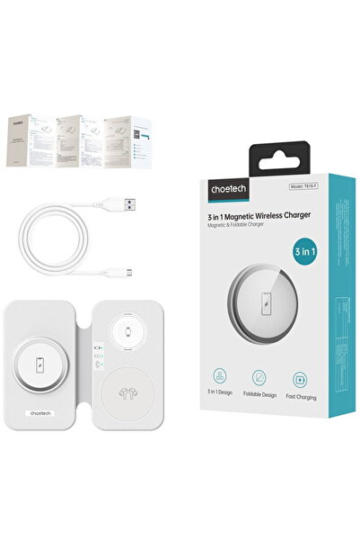 CHOETECH Încărcător inductiv 3 în 1 Alb