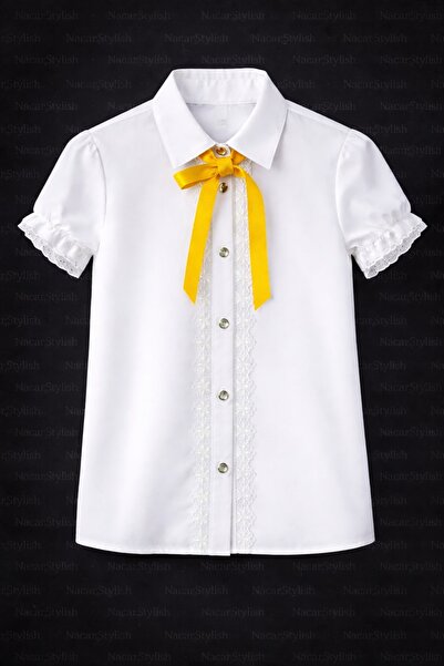 Nacar Kız Çocuk 23 Nisan 29 Ekim Fiyonk Tshirt&Düğmeli Double Etek 2'li Alt-Ü...