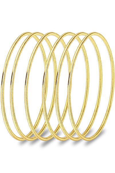 Söğütlü Silver 925 Ayar Gümüş Bilezik 6 ADET Altın Kaplama Ajda Model Bilezik...