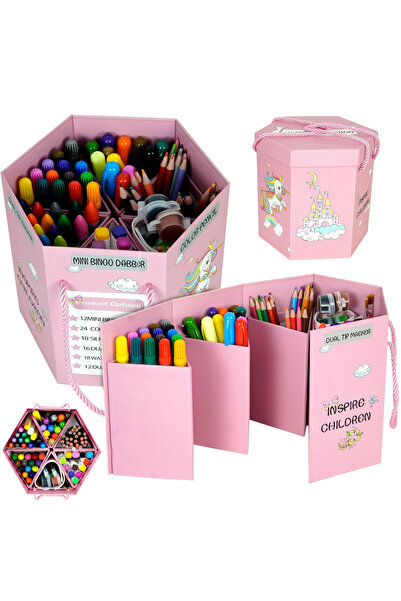 Inco Set creativ 93 creioane colorate, pixuri cu vârf de pâslă, markere, acua...