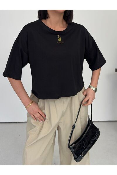 moda paketi Ananas Vezena Skraćeni kroj Majica – Oversize kroj kroj , kratki ...