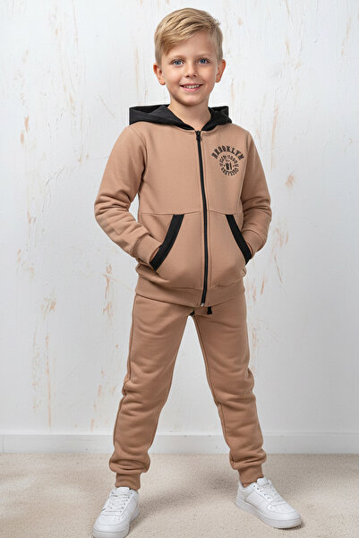 Rocha Baby Rocha Kids Blue "Brooklyn" Printed Hooded 2-Piece Set - Cotton Zip-Up Cardigan and Pants Set
