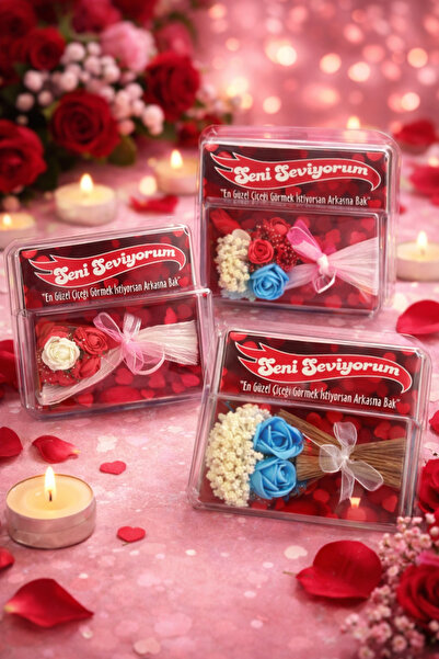 KZNovaStyle أنا أحبك - مجموعة من 3 ورود |   علبة هدايا رومانسية |   خاص بالمحبين