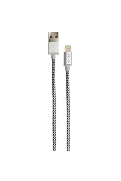 Grixx Data cable - 8-pin to USB Apple MFI License, braided, length 3m - gray/...