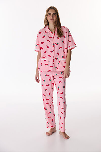 Penti Pink Just Chill Shirt Pants Pajama Set
