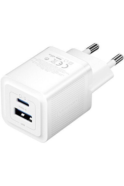 Vention FEQW0-EU 1x USB Tip-C, 1x USB GaN 30W Alb
