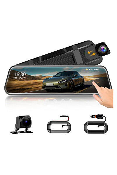 MR.SMART F.T.C Mirror DashCam with 10" Touch Screen, 1080p Full HD Front and ...