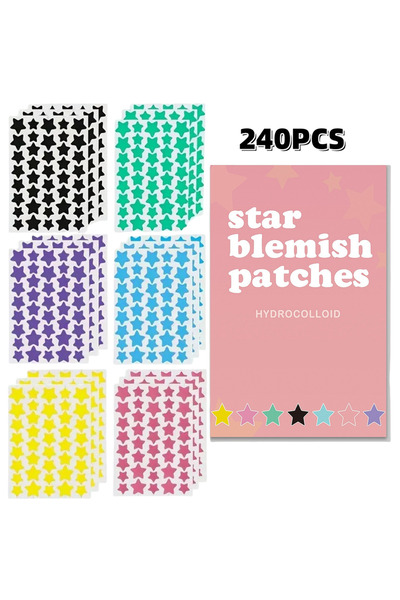 Choice ٢٤٠ قطعة من لصقات حب الشباب متعددة الألوان على شكل نجمة، لصقات حب الشب...