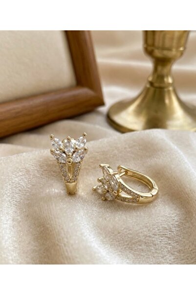 BEKLEMİN TAKILARI Xuping Çelik Markiz Taşlı Lale Model Küpe