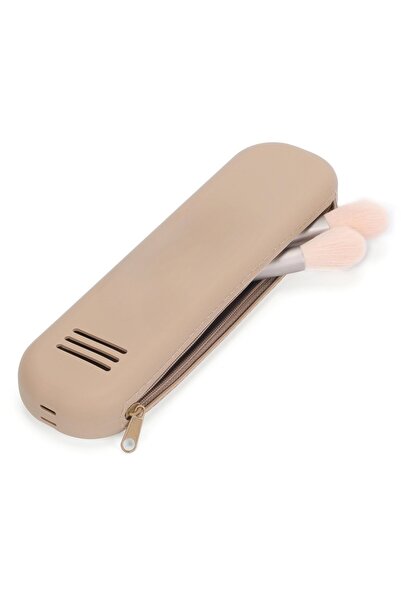 Choice حقائب فرش مكياج بنية اللون، مصنوعة من السيليكون، مزودة بسحاب، مقاومة ل...